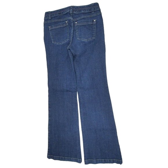 WHBM Womens Jeans sz 2R Blanc Trouser Leg mid rise med/dark wash - Picture 3 of 11